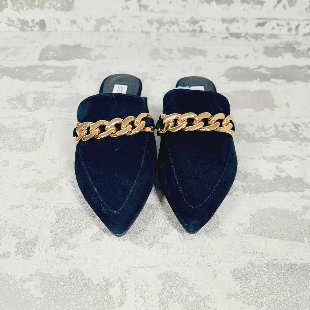 New Steve Madden Flats Almah Suede Chain Mules C187
